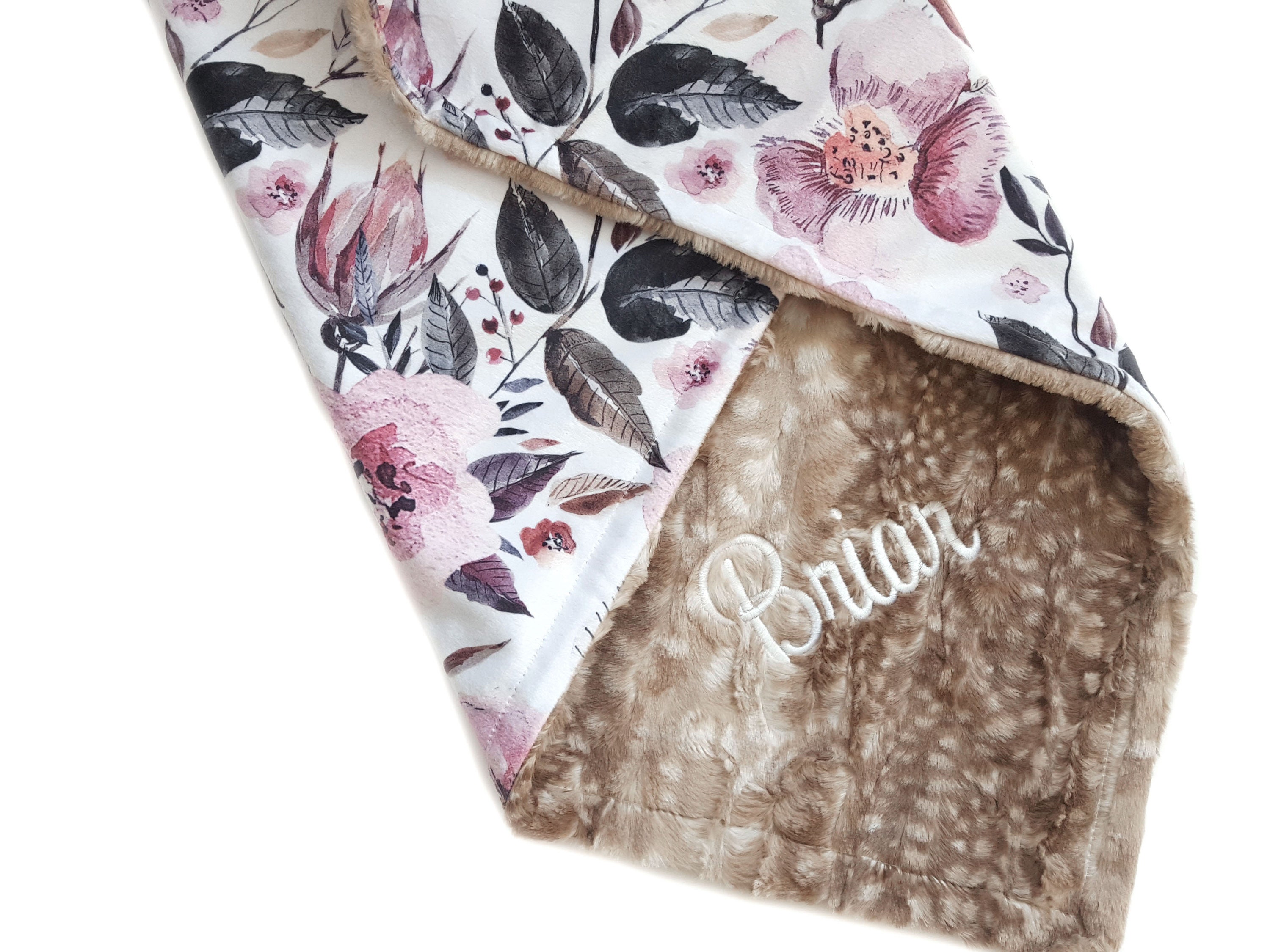 Floral Baby Blanket Personalized Dusty Pink Girl Baby | Etsy
