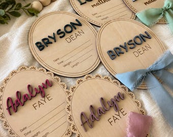 Birth Announcement Wood Sign, Boy or Girl Birth Stats Sign, Hospital Name Sign