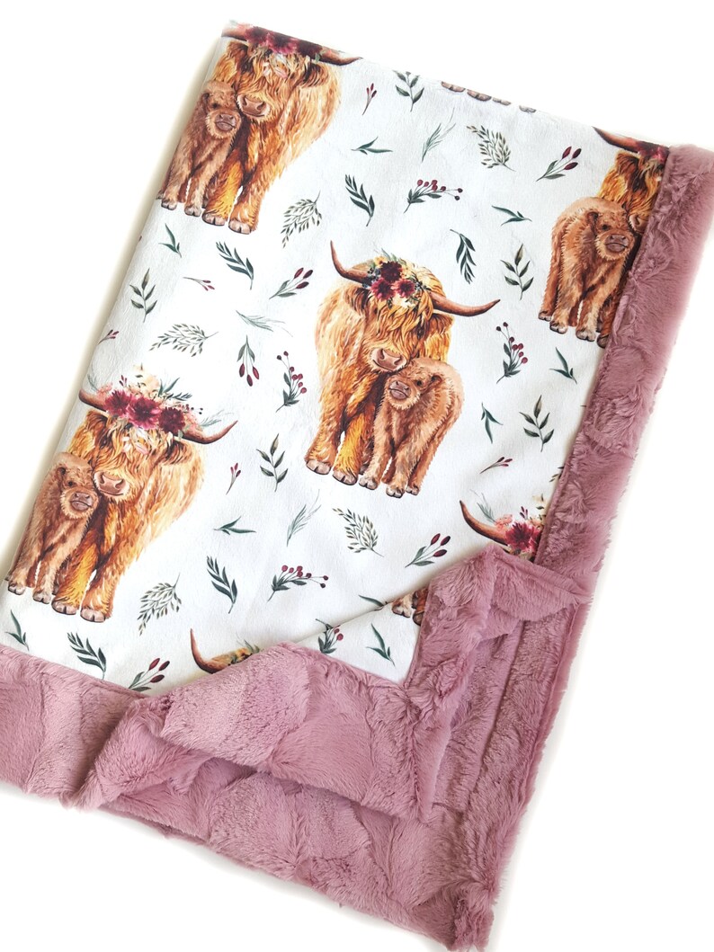 Highland Cow Baby Blanket Highland Cow Crib Bedding Girl Etsy