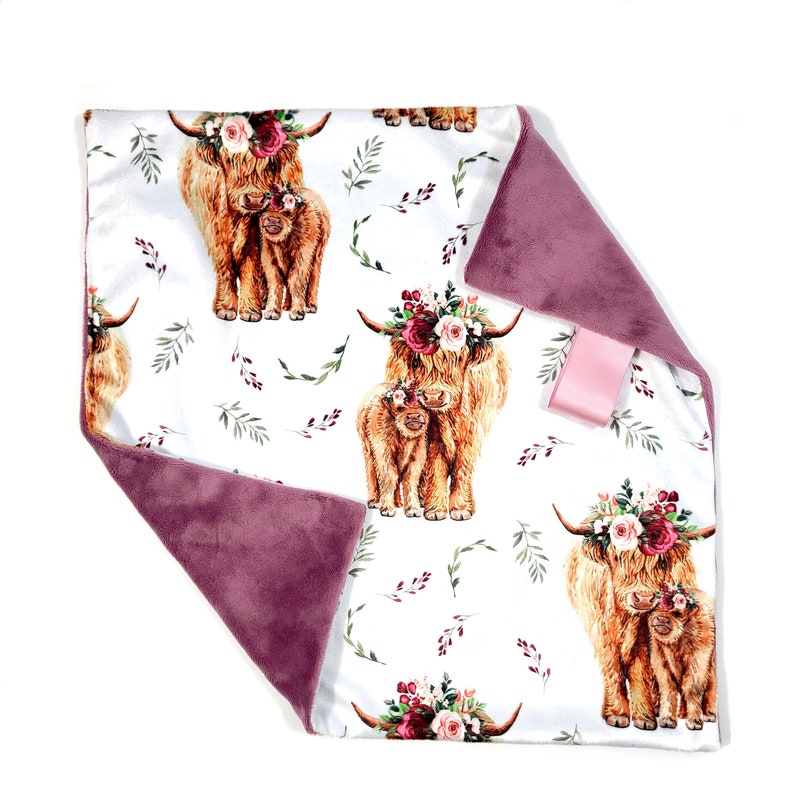 Highland Cow Baby Blanket Personalized Minky Baby Blanket Etsy
