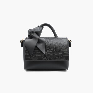 Silver CROCO Baby Leather Black Bag image 3