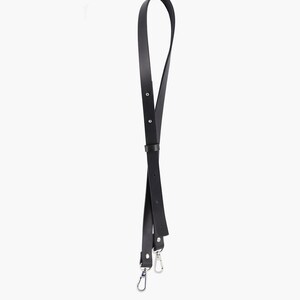 Black Handmade Leather Bag with Tassel Minimalist Beautiful image 5