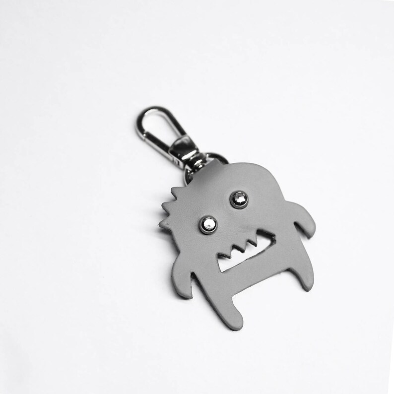 Leather Key Chain Keychain Monster Funny Minimalist Bespoke image 1