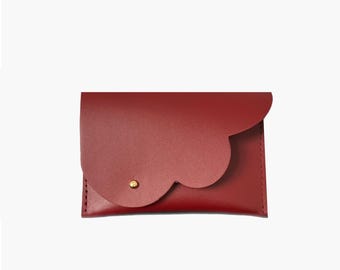 Small Minimalist Cloud Leather Wallet Burgundy