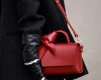 Handmade Baby Leather Bag Burgundy
