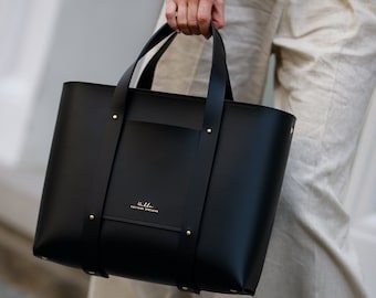 Minimalist Handmade A4 Leather Bag with Top Handle