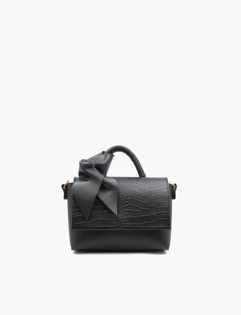 Silver CROCO Baby Leather Black Bag image 3
