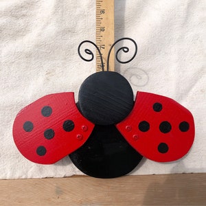 Whimsical Wood Ladybug Art, Folk Art Ladybug, Yard Art, Garden Potting Shed Decor, Child&#39;s Room Nursery Decor, Fence Porch Patio Decor