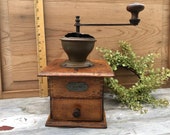 Pe De Coffee Grinder, Vintage Countertop Wood Metal Coffee Mill, Hank Crank Coffee Grinder, German Pe De Coffee Grinder, Farmhouse Kitchen