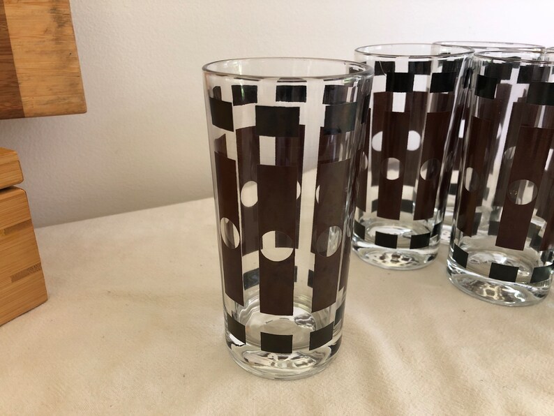 MCM Drinking Glasses Set of 6 Retro Drinking Glasses With Etsy