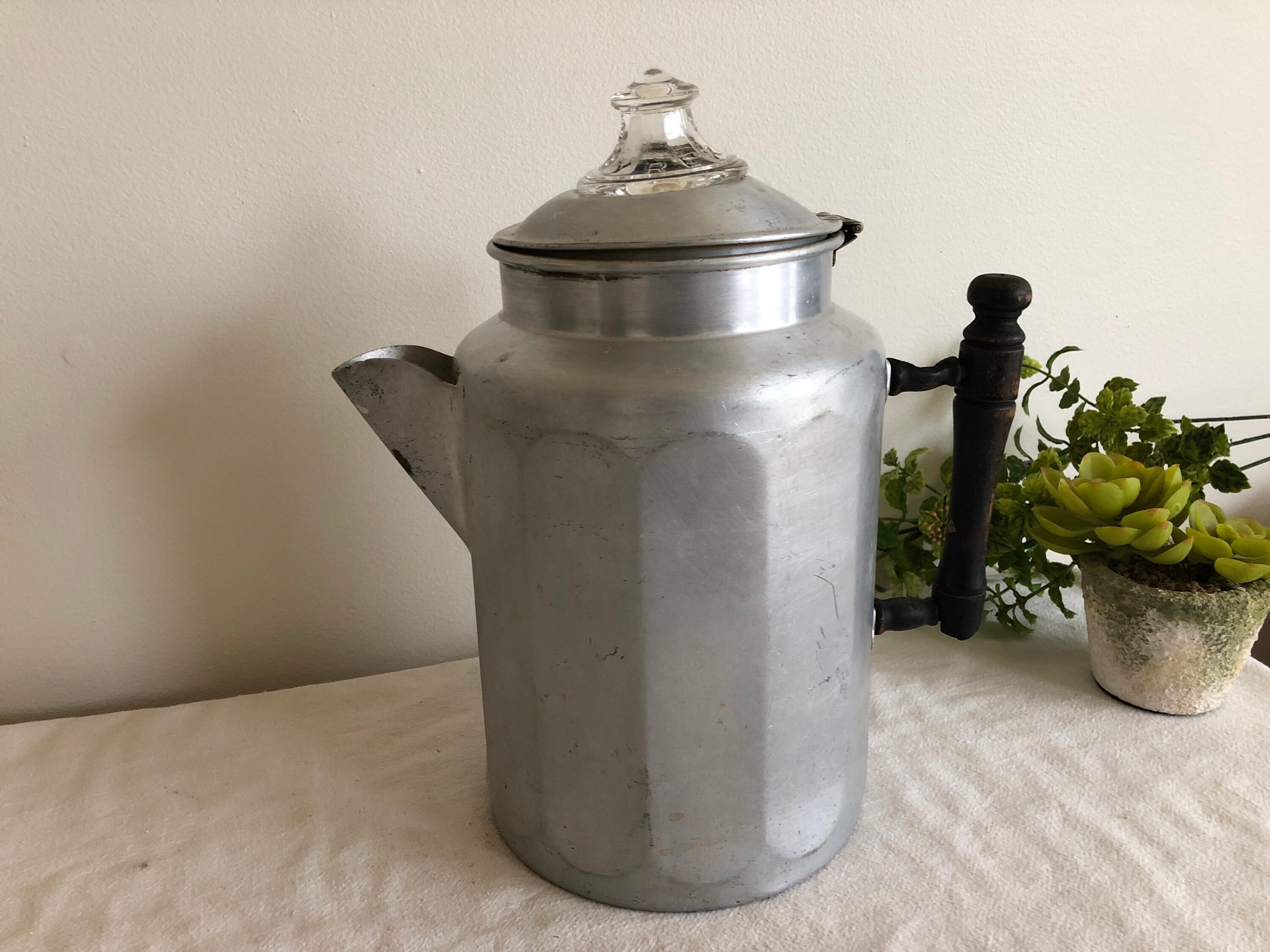 Vintage Continental Aluminum Coffee Pot by West Bend, Percolator