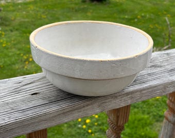 Stoneware Bowl off white wide rim 9in