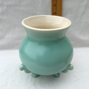 Weller Pottery Celadon Censer, Tripod Base, Orb Vase