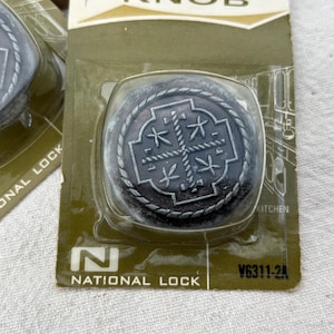 6 National Lock Cabinet Knobs Rope Braid Design 1.5" Round Dark Bronze NOS