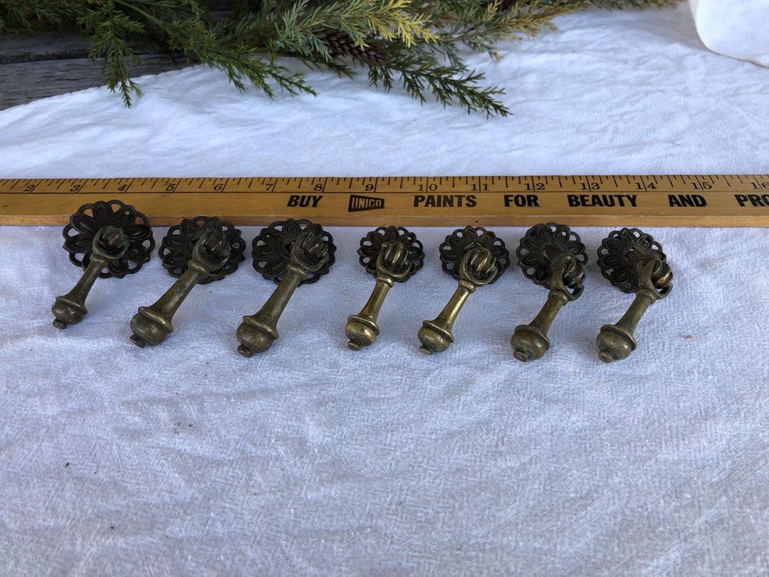 Vintage Tear Drop Drawer Pulls With Ornate Open Cut Backs Salvage