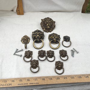 ライオンヘッド金具 真鍮調 取っ手 フック ドアノッカー 11点セット