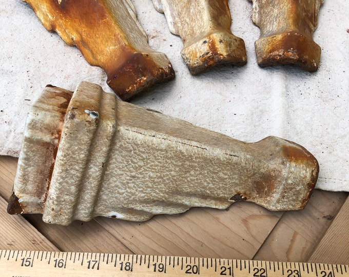 Salvage Stove Legs, Set of 4 Vintage Metal and White Porcelain Stove