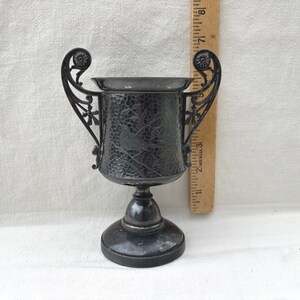 Ornate Trophy Loving Cup J W Tufts Triple Plate Boston 2062 bird flowers leaves