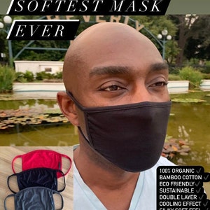 Softest Organic Bamboo &quot;The Butter&quot; FaceMask Eco-friendly Jersey Protective Face Mask - Adult.Child Washable & Reusable / 2 Layer Mask! USA