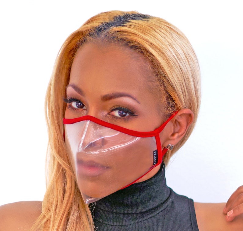 100% Clear Face Mask The REVEAL quality mask for Lip Reading, Deaf, Hard of hearing, Socializing, nude, pink, brown, black trim-USA made image 6