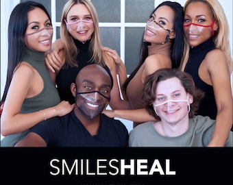 Smile Mask- 100% Clear Face Mask The REVEAL quality mask  for Lip Reading, Hearing Impaired, Socializing -USA made