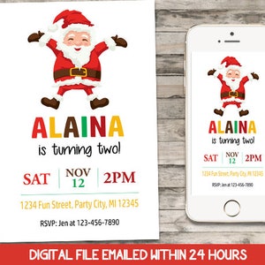 SANTA Invitation, BIRTHDAY, DIGITAL, Personalized, Christmas, holiday party