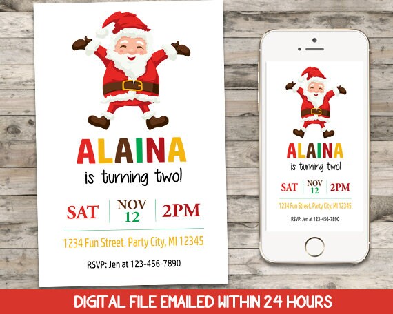 Santa Comic Invitations SANTA Invitation, BIRTHDAY, DIGITAL, Personalized, Christmas, Holiday ...
