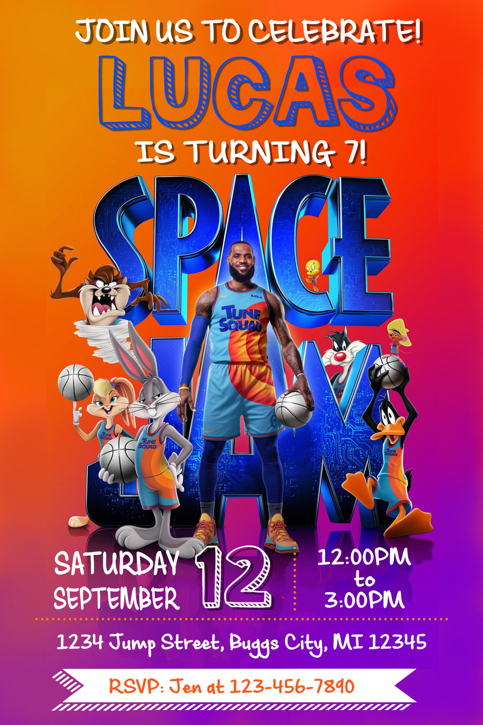 Space Jam Birthday Party Invitation Digital evite Etsy