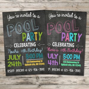 POOL PARTY Invitation Girls or Boys You Pick *digital*