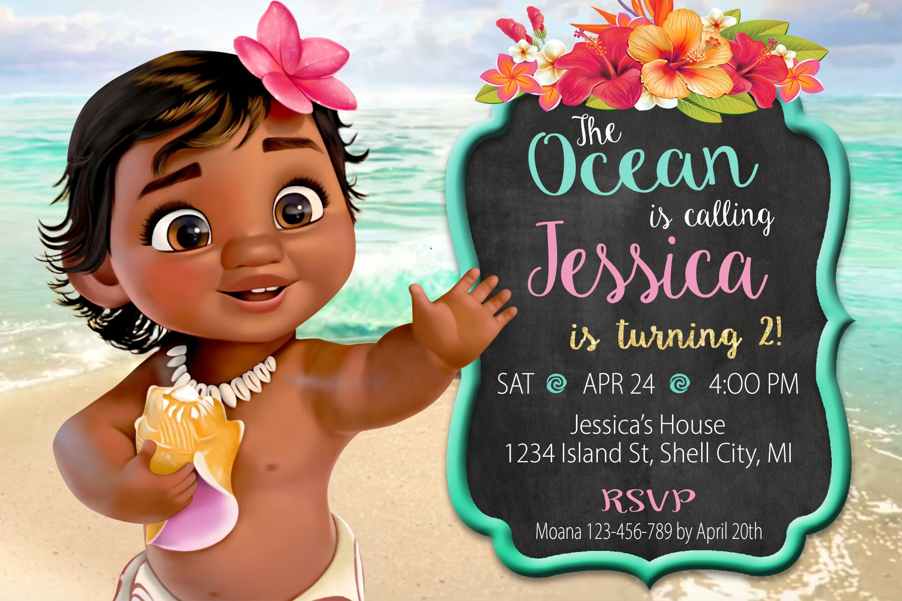 Moana Invitation Personalized Digital File Birthday Invite - Etsy India