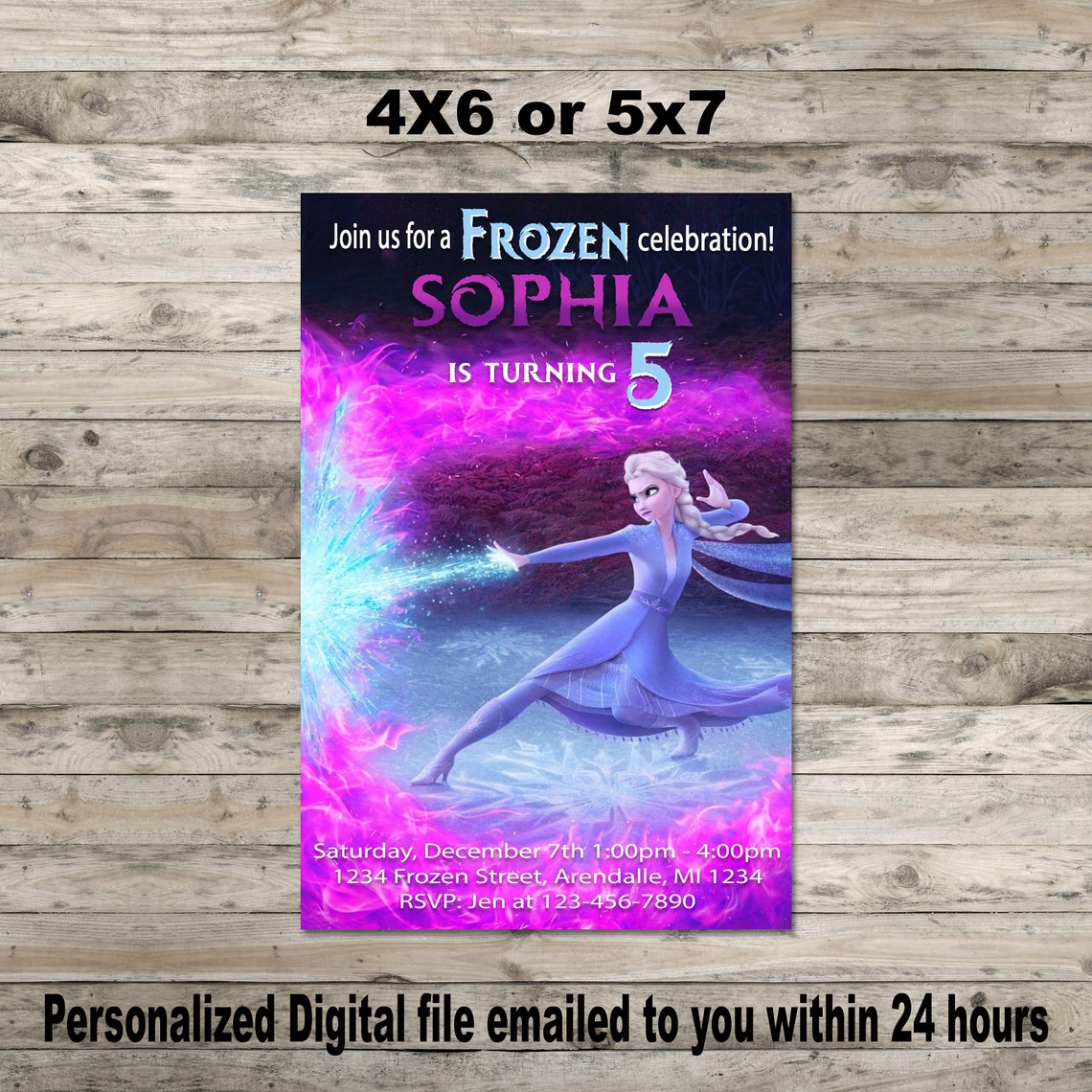 Frozen 2 Birthday Invitation Elsa DIGITAL FILE Fire Spirit Etsy