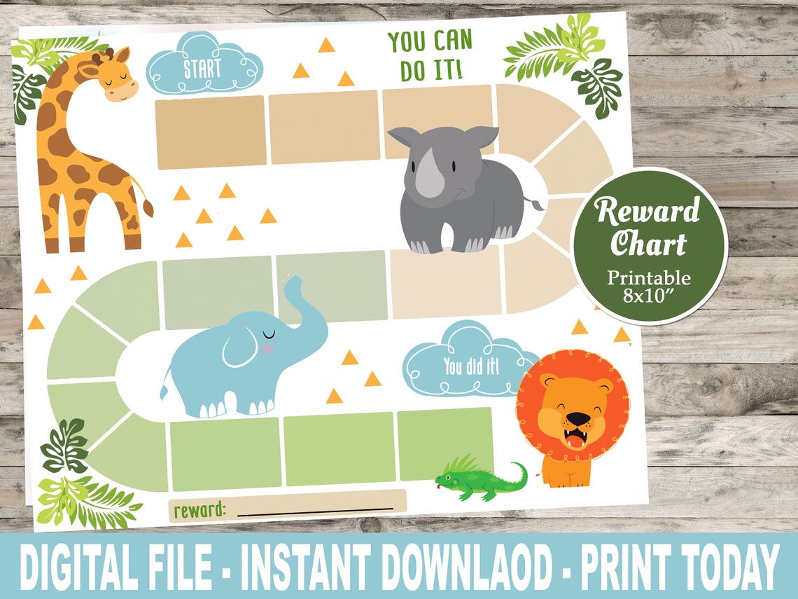 Safari Reward Chart Behavior Chart Kids Routine Chore | Etsy