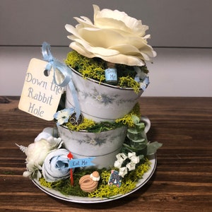 Alice in Wonderland, Mad Hatter, Tea Party Centerpiece, Teacup, Bridal shower, Decoration, baby shower, Mother’s Day Gift, Fall Decor