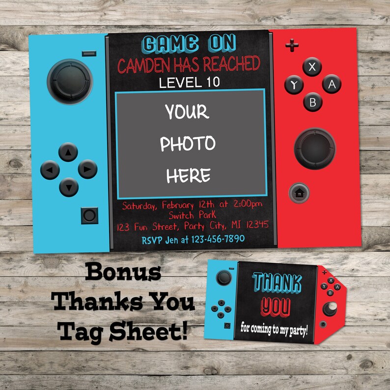 Game Controller Birthday Party Invitation DIGITAL Only Etsy