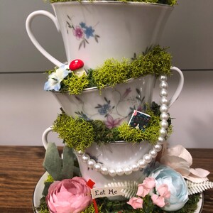 Alice in Wonderland Centerpiece Stacked Tea Cup and Teapot Decoration ...