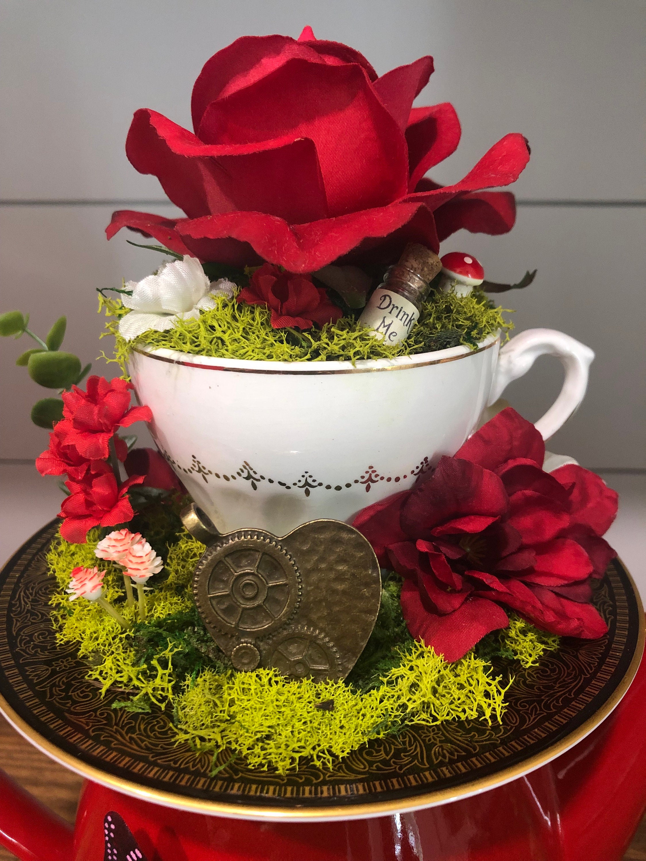 Alice in Wonderland, Mad Hatter, Tea Party Centerpiece, Teacup, Bridal  Shower, Decoration, Baby Shower, Mothers Day Gift, Fall Decor 