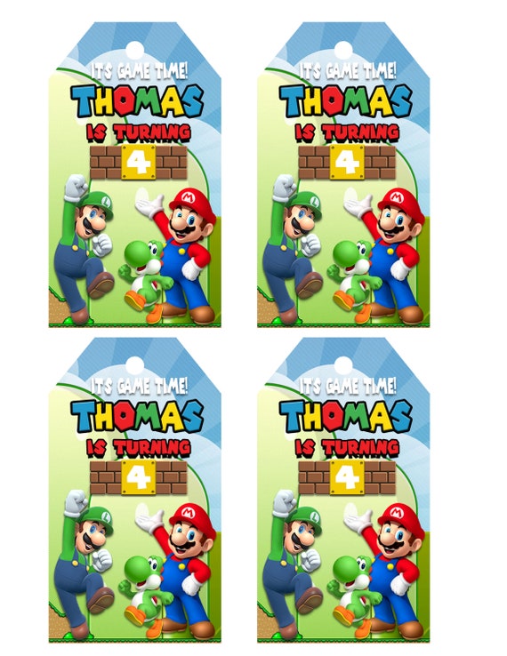 Mario Goodie Bag Tags Personalized DIGITAL File Party Favor Etsy UK