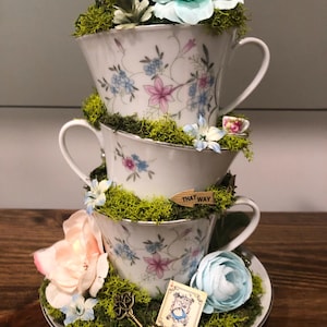 Alice in Wonderland Centerpiece Stacked Tea Cup and Teapot Decoration ...