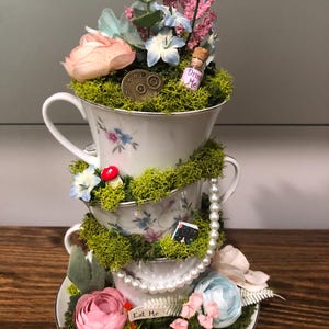 Alice in Wonderland Centerpiece Stacked Tea Cup and Teapot Decoration ...