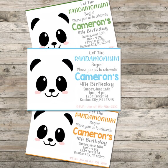 PANDA Invitation Boys Birthday Printable Digital | Etsy