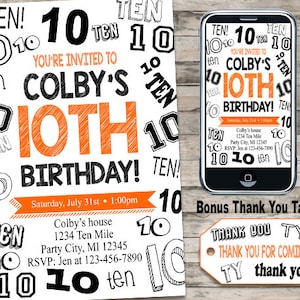 Boys Birthday Party Invitation, Number, Personalized, Digital, any age