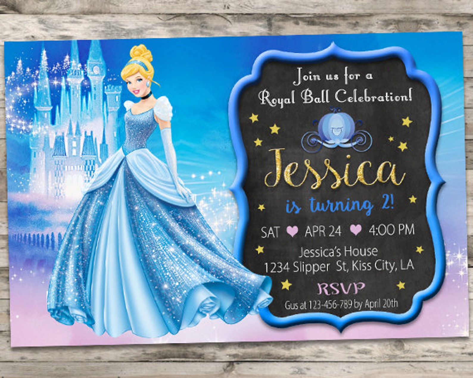 Cinderella Invitation Princess Personalized digital file Etsy