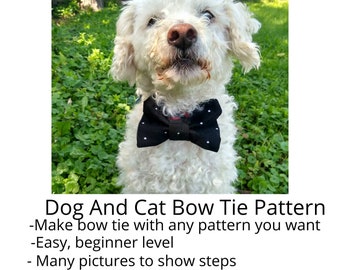Small Dog Bow Tie Dog Ring Bearer Outfit Moss Stitch Knitted Dog Bow Tie Malabrigo Wedding Dog Clothes KNITTING PATTERN Knit Bow Tie