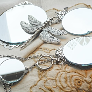 Hanging mirror suncatcher and dragonfly. BoHo Gothic style. Extra long and big. Will make flashes of light as it moves.