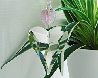 Pink suncatcher, heart style for girls room décor. Extra big crystal with lots of pink hearts, just so pink and perfect for the pink trend.