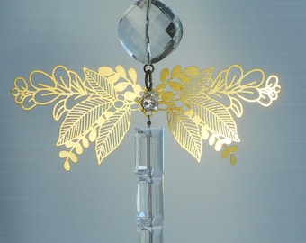 Dragonfly suncatcher, fantasy design. Boutique style gift as a window feature for any occasion. Handmade, big and beautiful rainbow maker.