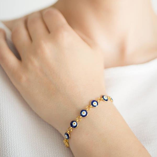 Valentine's Gift Evil Eye Bracelet Evil Eye Jewelry Gold Bracelet Dainty Bracelet Pendant Bracelet For Her Mom Gift Sister Gift