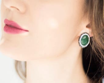 Statement Jewelry Womens Gift Green Earrings Zirconia Earrings Crystal Earrings Mom Gift for Her Wife Gift for Women Sister Gift