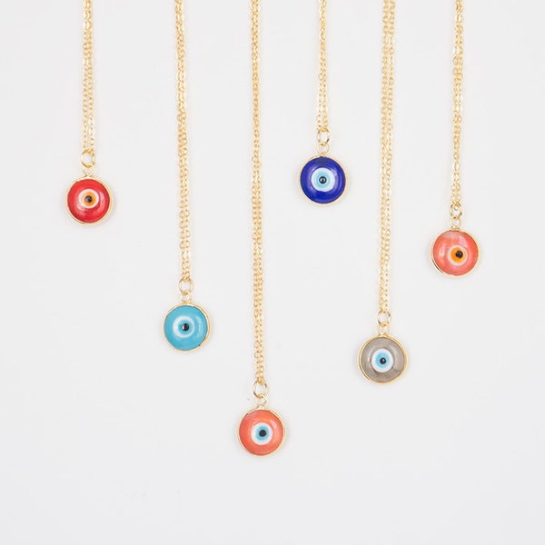 EVIL EYE Necklace, Minimal Necklace, Layering Necklace, Layered Necklace, Layer Necklace, Gold Plated Necklace, Dainty Necklace