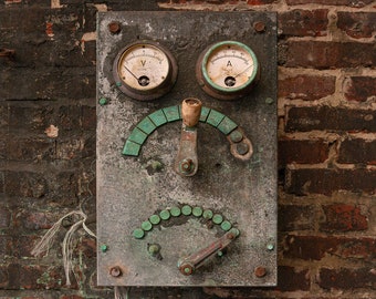 Photography of a human-like electrical control panel, in an abandoned factory